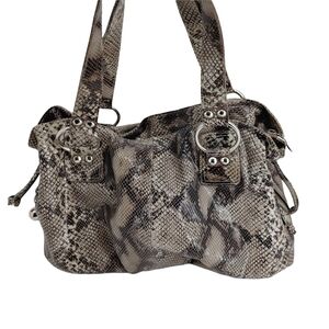 Veggio Cuero Vaca Snakeskin Print Leather Shoulder Bag